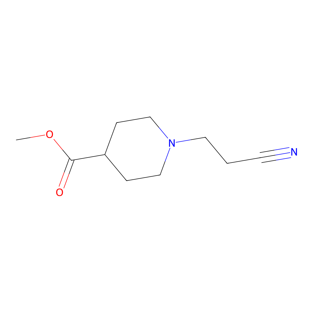 Methyl 1-(2-cyanoethyl)piperidine-4-carboxylate molecular structure, CAS 4700-94-1