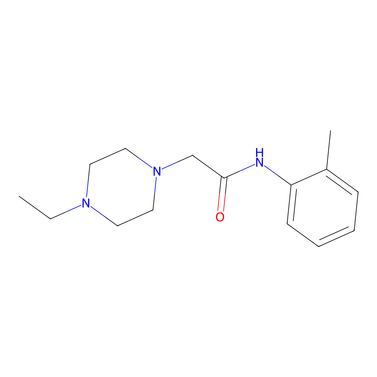 2-(4-ethylpiperazin-1-yl)-N-(2-methylphenyl)acetamide molecular structure, CAS 47000-34-0