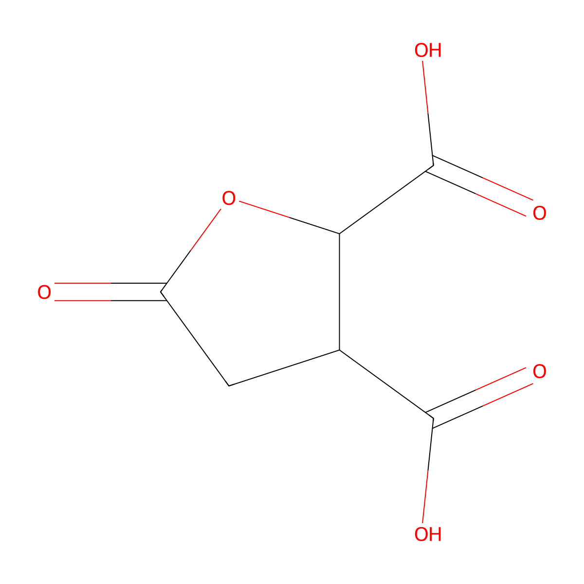 Tetrahydro-5-oxofuran-2,3-dicarboxylic acid molecular structure, CAS 4702-32-3