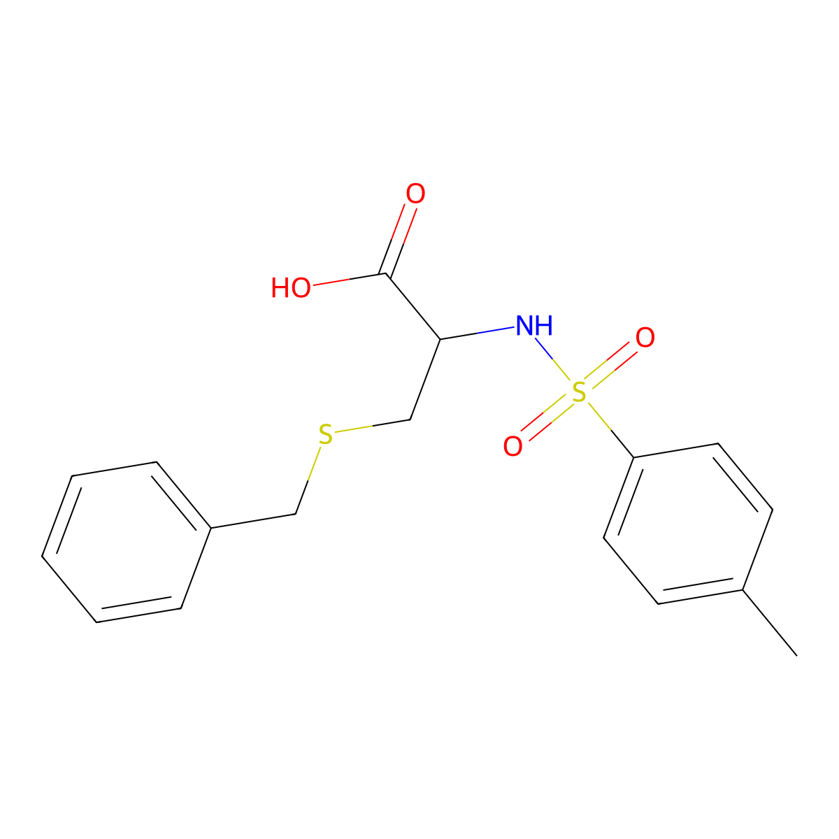 3-Benzylsulfanyl-2-[(4-methylphenyl)sulfonylamino]propanoic acid molecular structure, CAS 4703-36-0