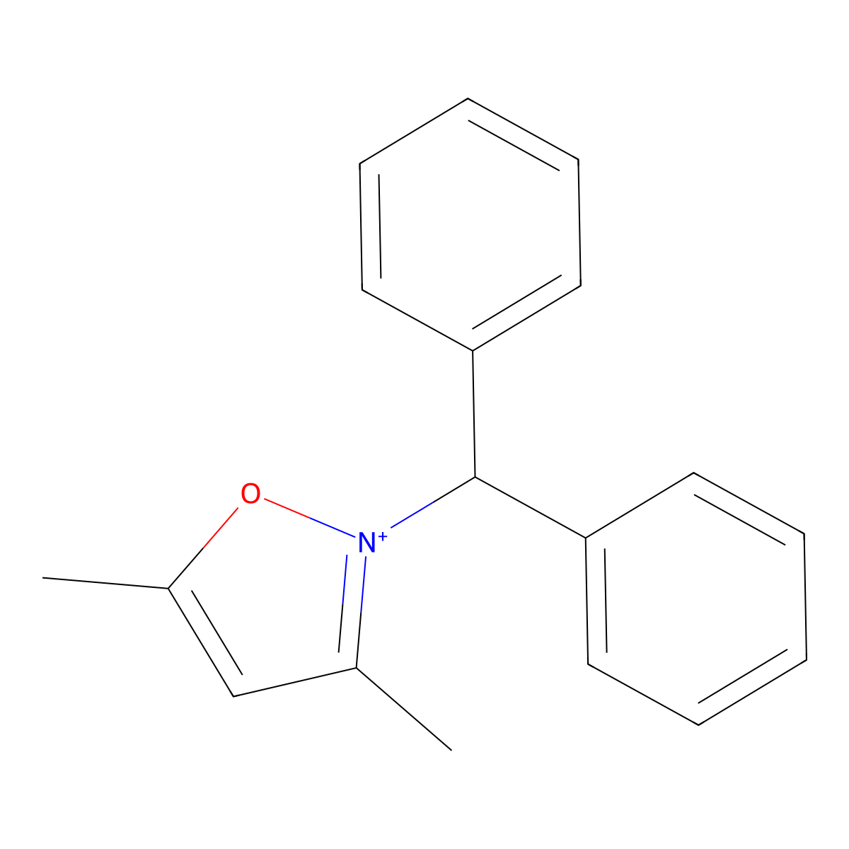 2-Benzhydryl-3,5-dimethylisoxazol-2-ium molecular structure, CAS 47044-08-6