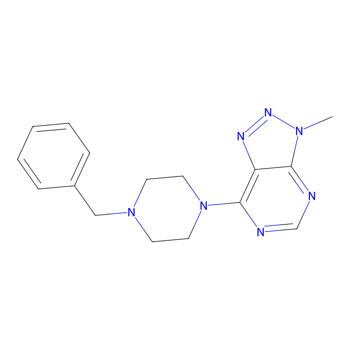 1-Benzyl-4-{3-methyl-3H-[1,2,3]triazolo[4,5-D]pyrimidin-7-YL}piperazine molecular structure, CAS 470441-68-0