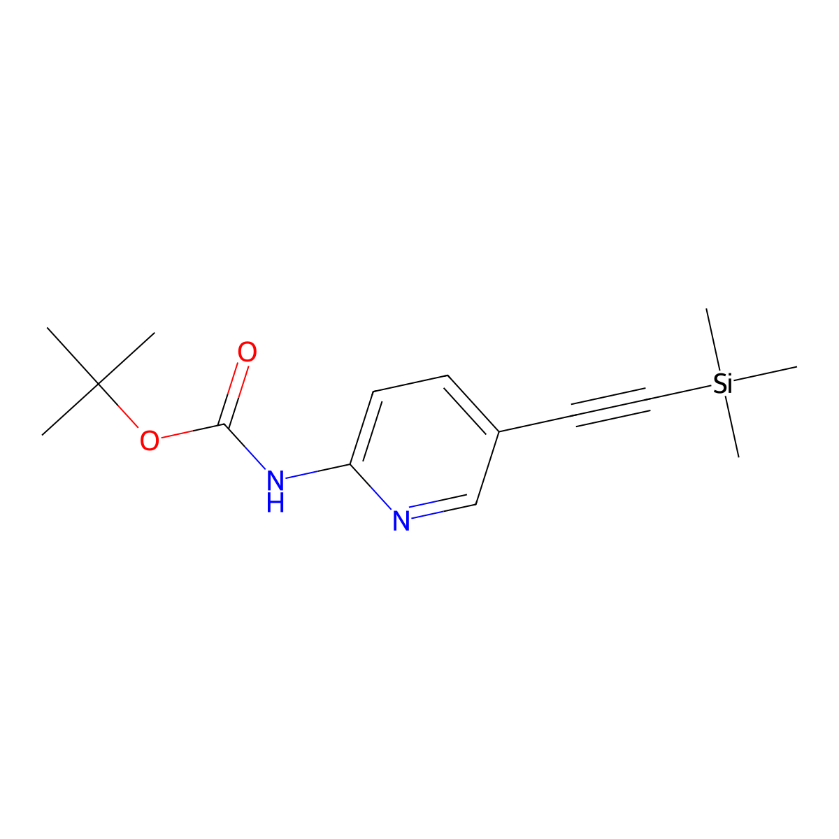 (5-Trimethylsilanylethynyl-Pyridin-2-Yl)-Carbamic Acid Tert-Butyl Ester molecular structure, CAS 470463-41-3