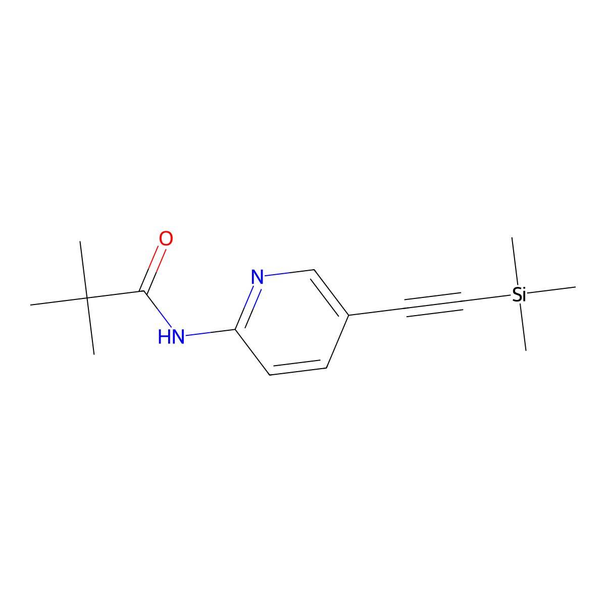 2,2-Dimethyl-N-(5-trimethylsilanylethynyl-pyridin-2-yl)-propionamide molecular structure, CAS 470463-43-5