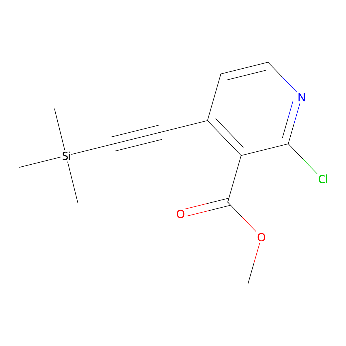 2-Chloro-4-trimethylsilanylethynyl-nicotinic acid methyl ester molecular structure, CAS 470463-44-6