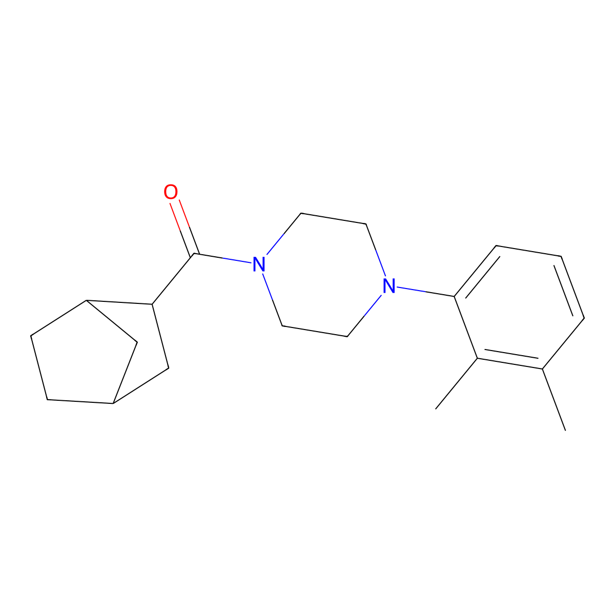 1-(Bicyclo[2.2.1]hept-2-ylcarbonyl)-4-(2,3-dimethylphenyl)piperazine molecular structure, CAS 470468-84-9