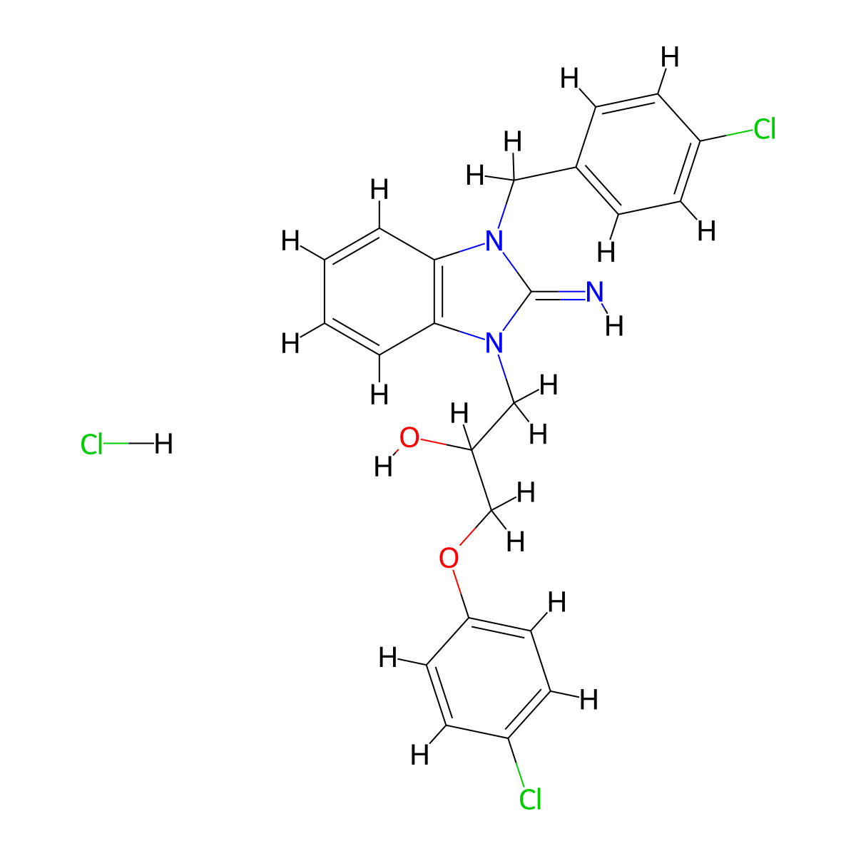 1-[3-(4-chlorobenzyl)-2-imino-2,3-dihydro-1H-benzimidazol-1-yl]-3-(4-chlorophenoxy)-2-propanol hydrochloride molecular structure, CAS 470469-13-7