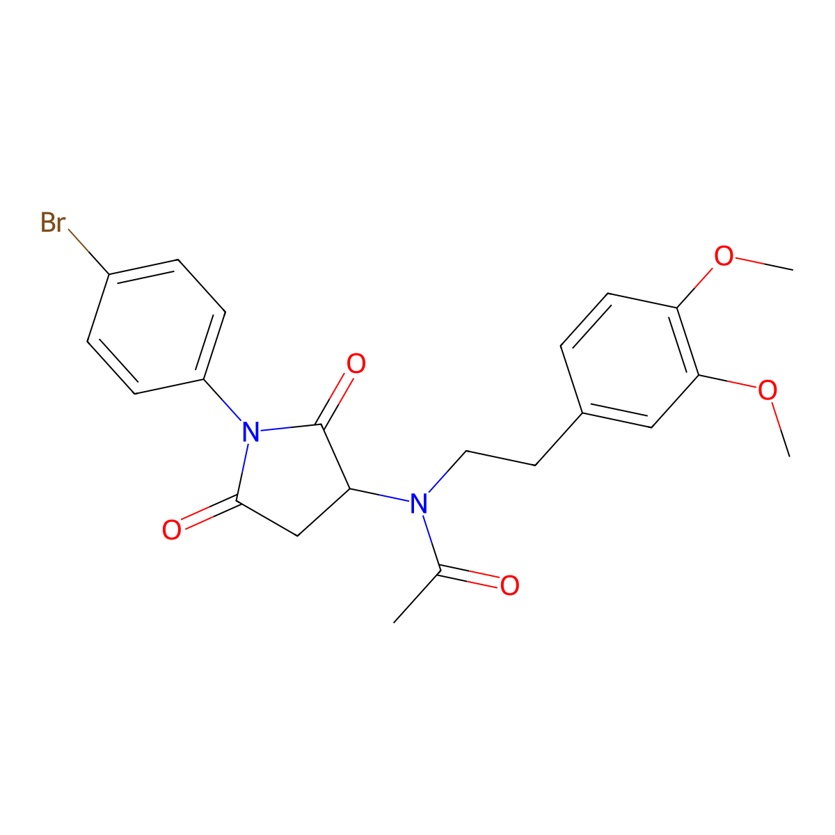 N-[1-(4-bromophenyl)-2,5-dioxopyrrolidin-3-yl]-N-[2-(3,4-dimethoxyphenyl)ethyl]acetamide molecular structure, CAS 470470-22-5