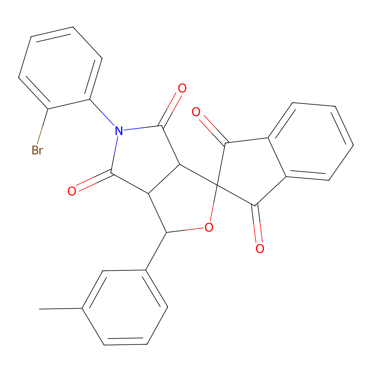 5-(2-bromophenyl)-3-(3-methylphenyl)-3a,6a-dihydrospiro[furo[3,4-c]pyrrole-1,2'-indene]-1',3',4,6(3H,5H)-tetrone molecular structure, CAS 470472-56-1