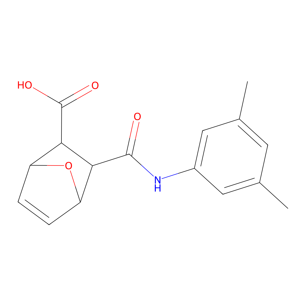 2-[(3,5-Dimethylphenyl)carbamoyl]-7-oxabicyclo[2.2.1]hept-5-ene-3-carboxylic acid molecular structure, CAS 470472-63-0