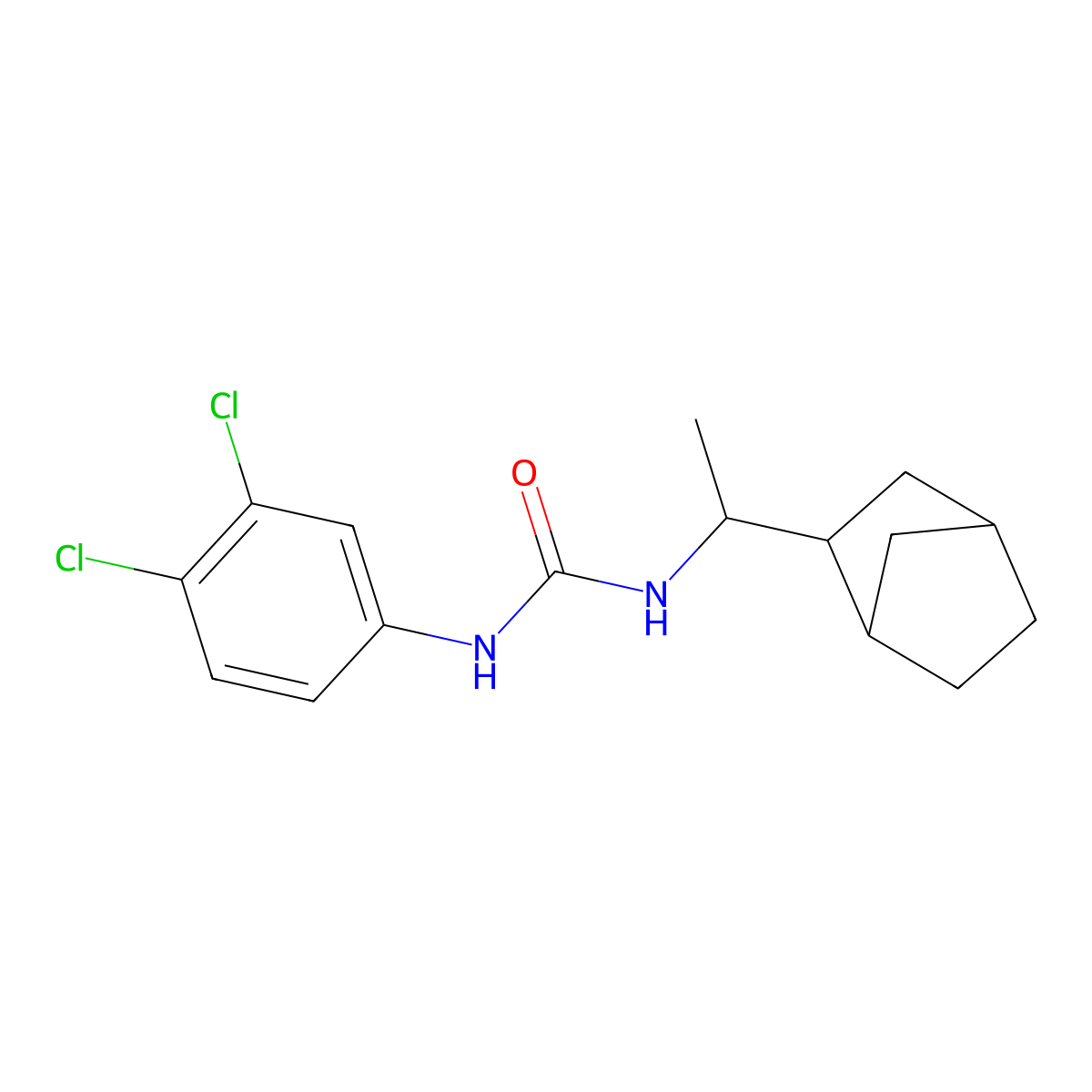 1-[1-(3-Bicyclo[2.2.1]heptanyl)ethyl]-3-(3,4-dichlorophenyl)urea molecular structure, CAS 470472-70-9