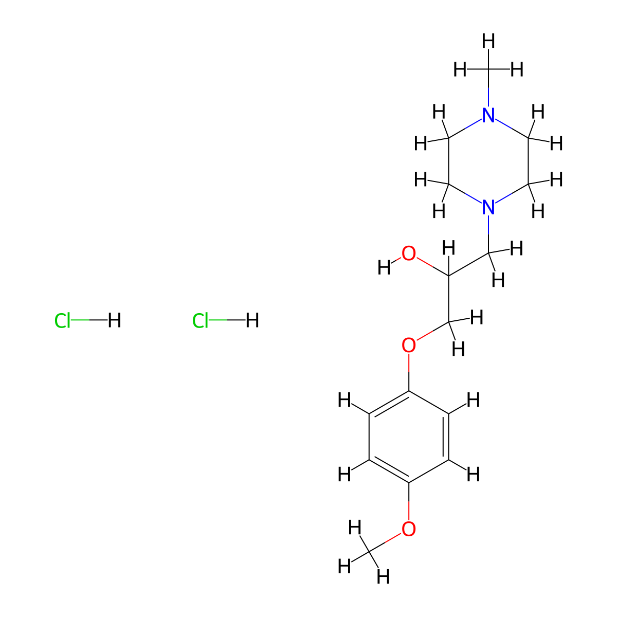 1-(4-methoxyphenoxy)-3-(4-methylpiperazin-1-yl)propan-2-ol Dihydrochloride molecular structure, CAS 470474-70-5