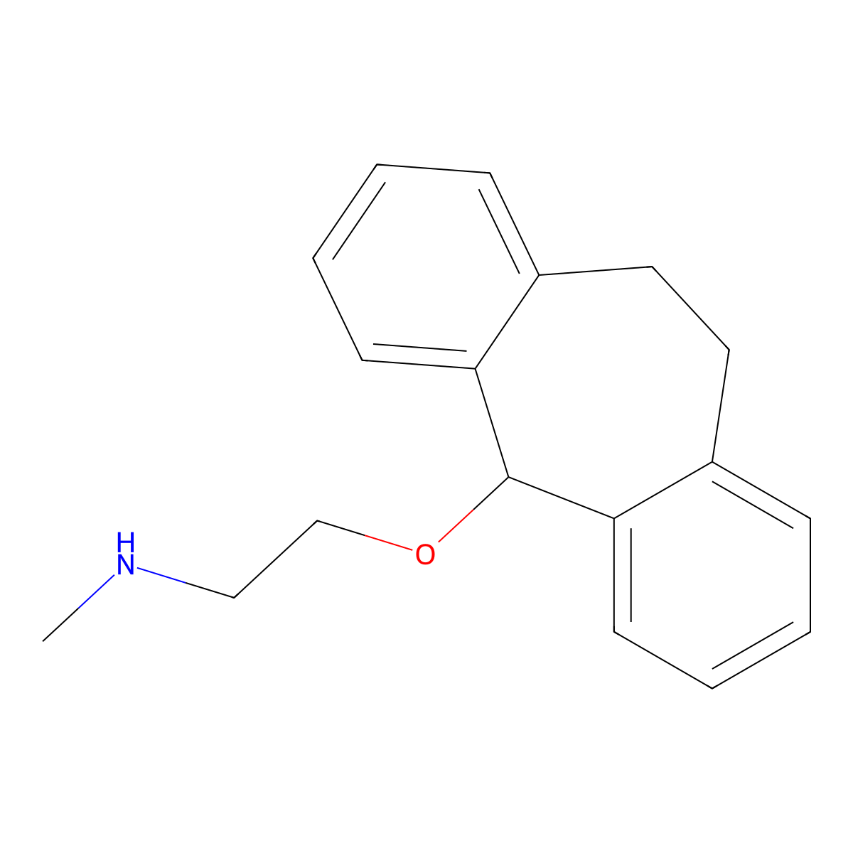2-[(10,11-Dihydro-5H-dibenzo[a,d]cyclohepten-5-yl)oxy]-N-methyl-ethanamine molecular structure, CAS 47048-55-5