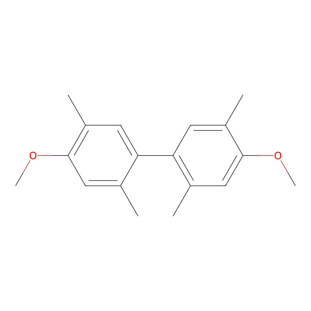 4,4'-Dimethoxy-2,2',5,5'-tetramethyl-1,1'-biphenyl molecular structure, CAS 47052-31-3