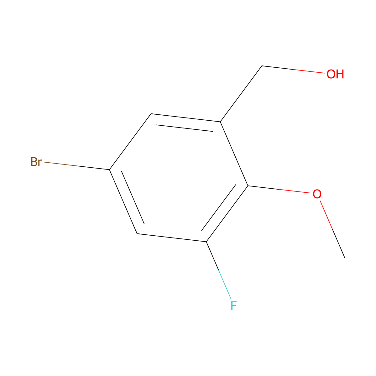 (5-Bromo-3-fluoro-2-methoxyphenyl)methanol molecular structure, CAS 470668-69-0