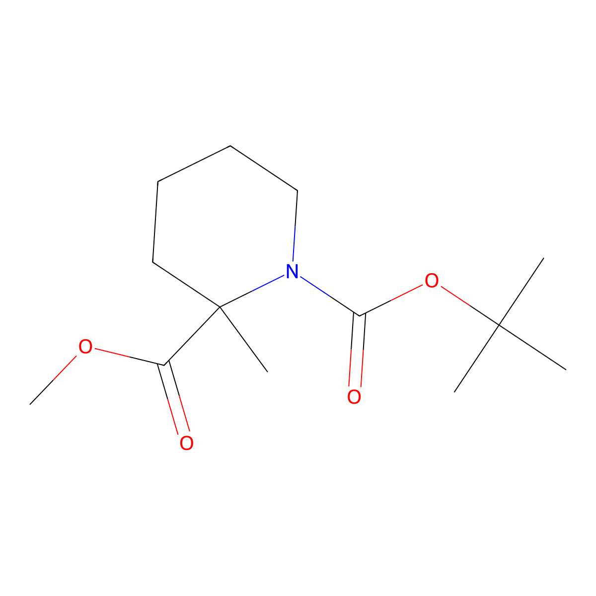 1-Tert-butyl 2-methyl 2-methylpiperidine-1,2-dicarboxylate molecular structure, CAS 470668-97-4