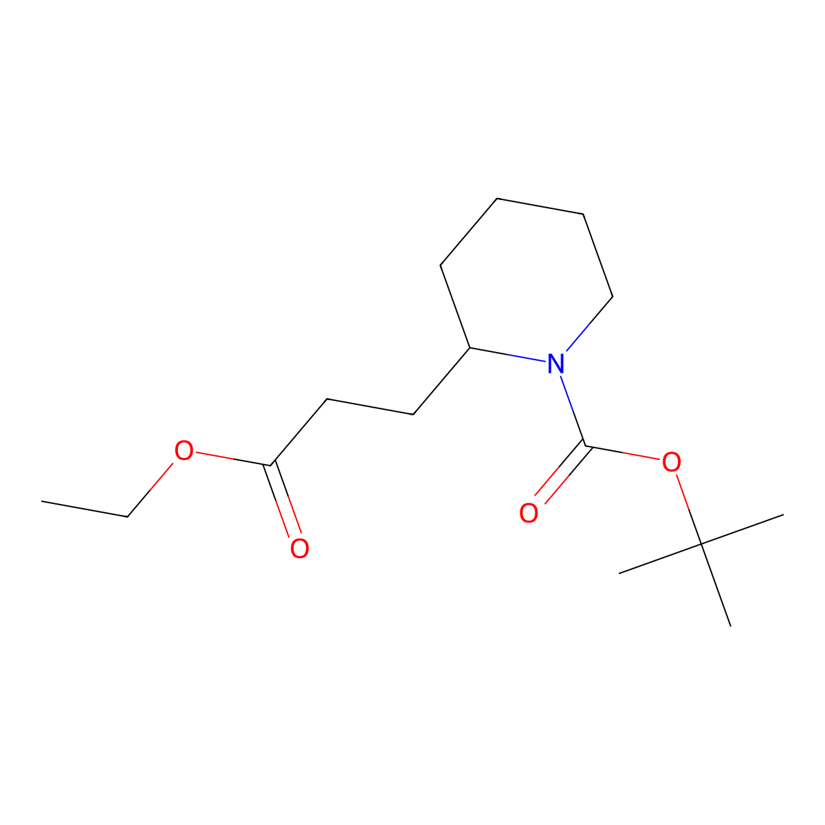 tert-Butyl 2-(3-ethoxy-3-oxopropyl)piperidine-1-carboxylate molecular structure, CAS 470668-99-6