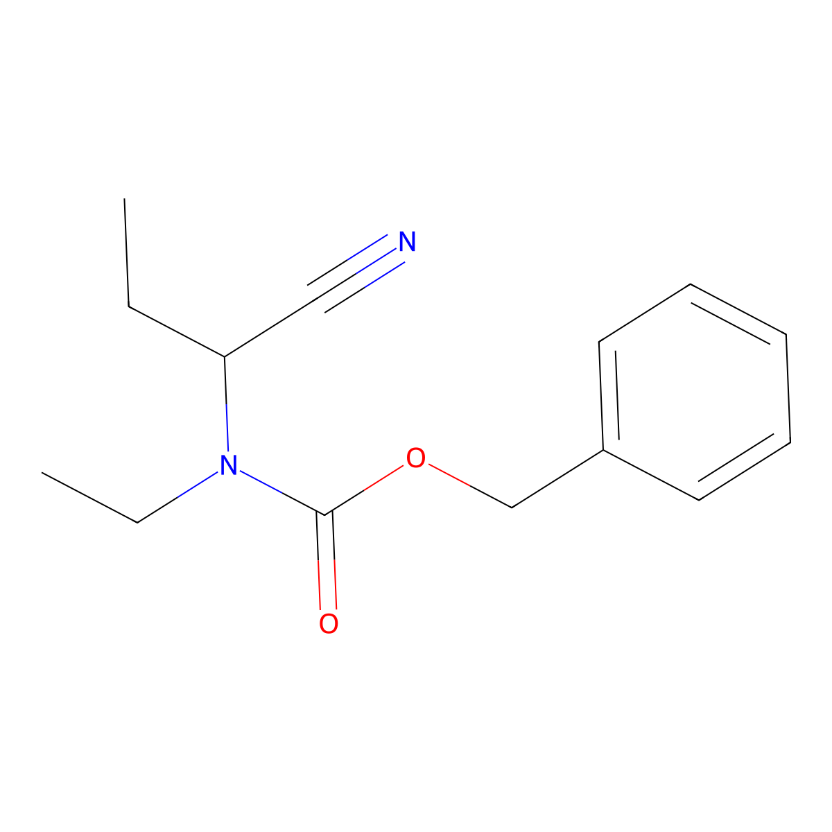 benzyl N-(1-cyanopropyl)-N-ethylcarbamate molecular structure, CAS 470678-18-3