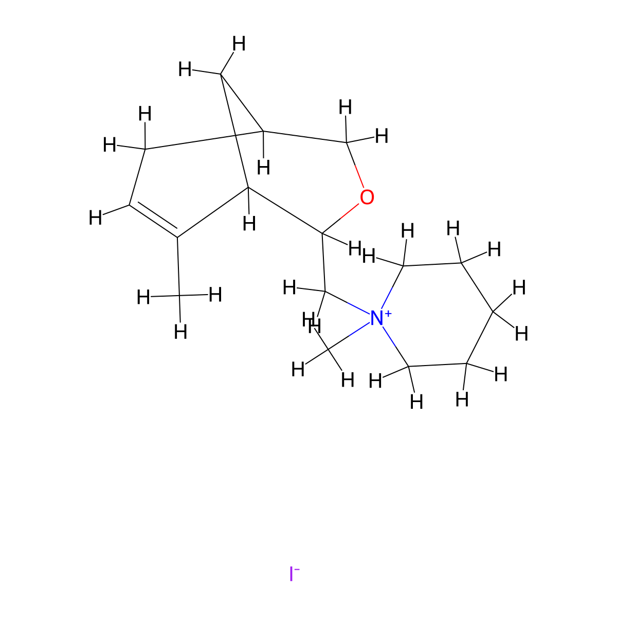 1-Methyl-1-[(6-methyl-3-oxabicyclo[3.3.1]non-6-en-4-yl)methyl]piperidin-1-ium;iodide molecular structure, CAS 470686-78-3
