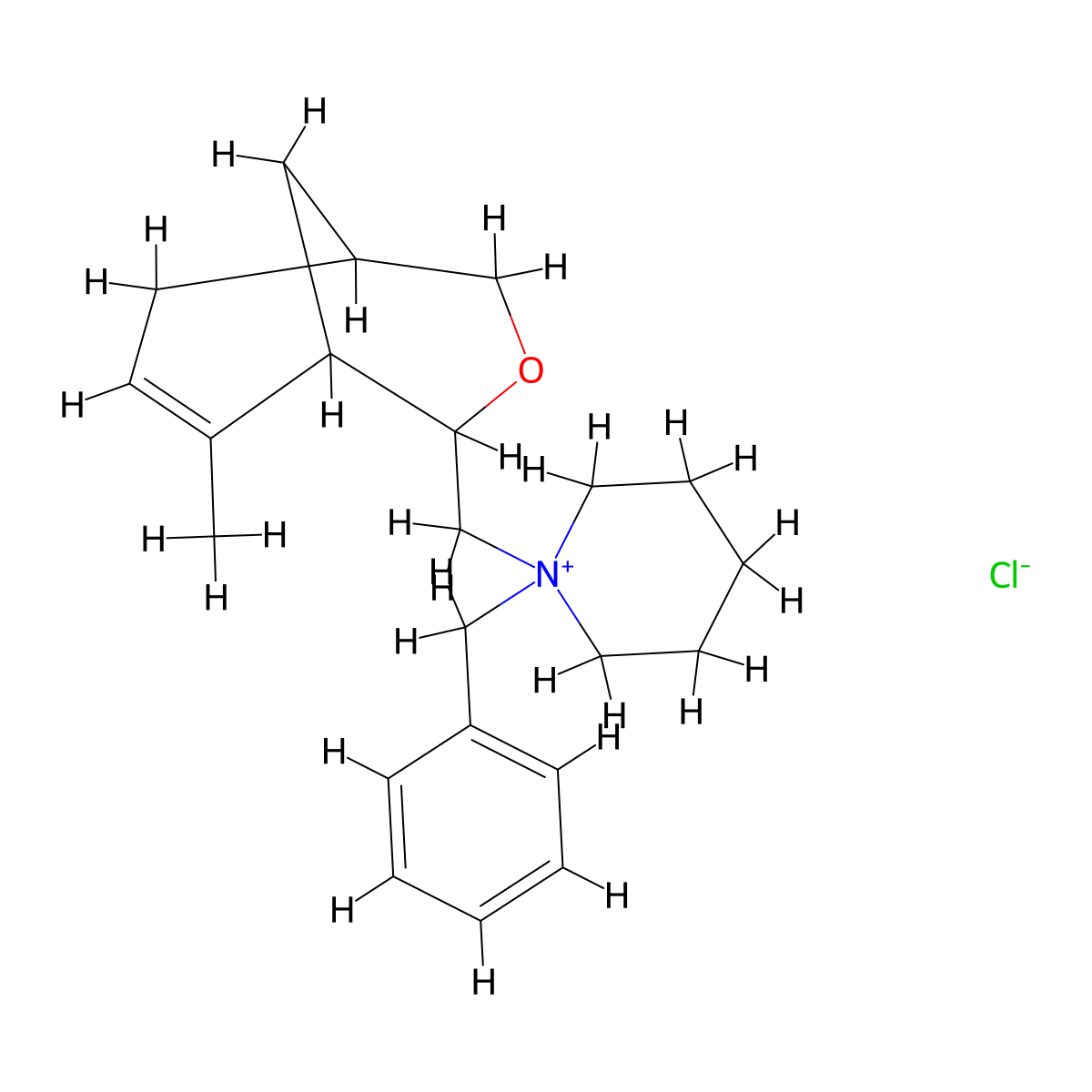 1-Benzyl-1-[(6-methyl-3-oxabicyclo[3.3.1]non-6-en-4-yl)methyl]piperidin-1-ium;chloride molecular structure, CAS 470686-79-4