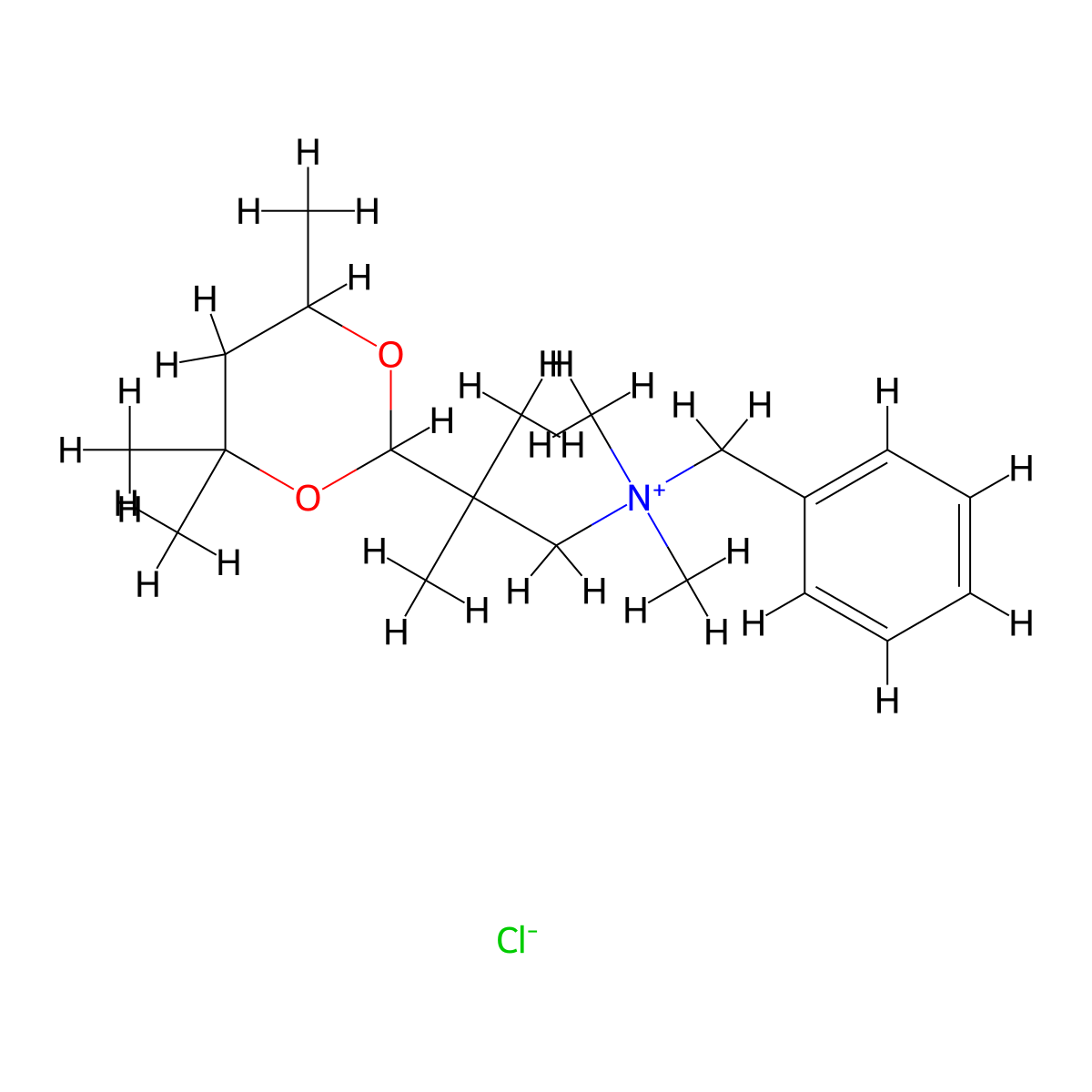 Benzyl-dimethyl-[2-methyl-2-(4,4,6-trimethyl-1,3-dioxan-2-yl)propyl]azanium;chloride molecular structure, CAS 470686-86-3