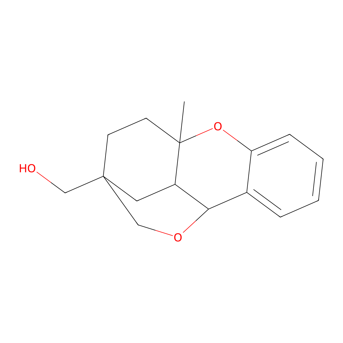 (4a-methyl-2,3,4,4a,9,9a-hexahydro-1H-9,2-(epoxymethano)xanthen-2-yl)methanol molecular structure, CAS 470686-88-5