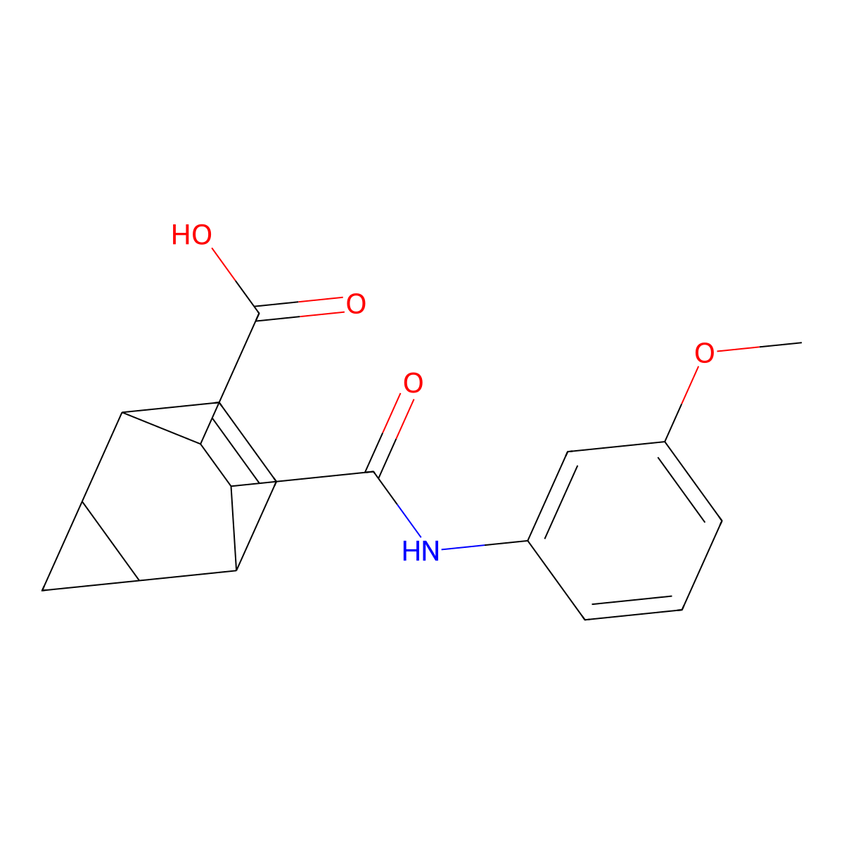 7-[(3-Methoxyphenyl)carbamoyl]tricyclo[3.2.2.0~2,4~]non-8-ene-6-carboxylic acid molecular structure, CAS 470691-53-3