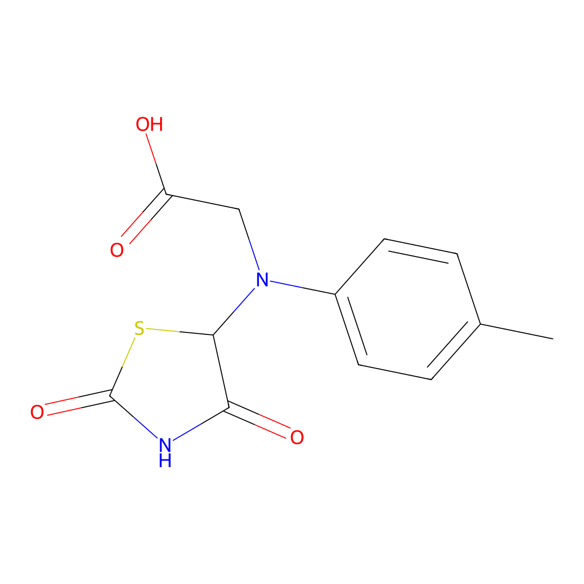 N-(2,4-dioxo-1,3-thiazolidin-5-yl)-N-(4-methylphenyl)glycine molecular structure, CAS 470691-59-9