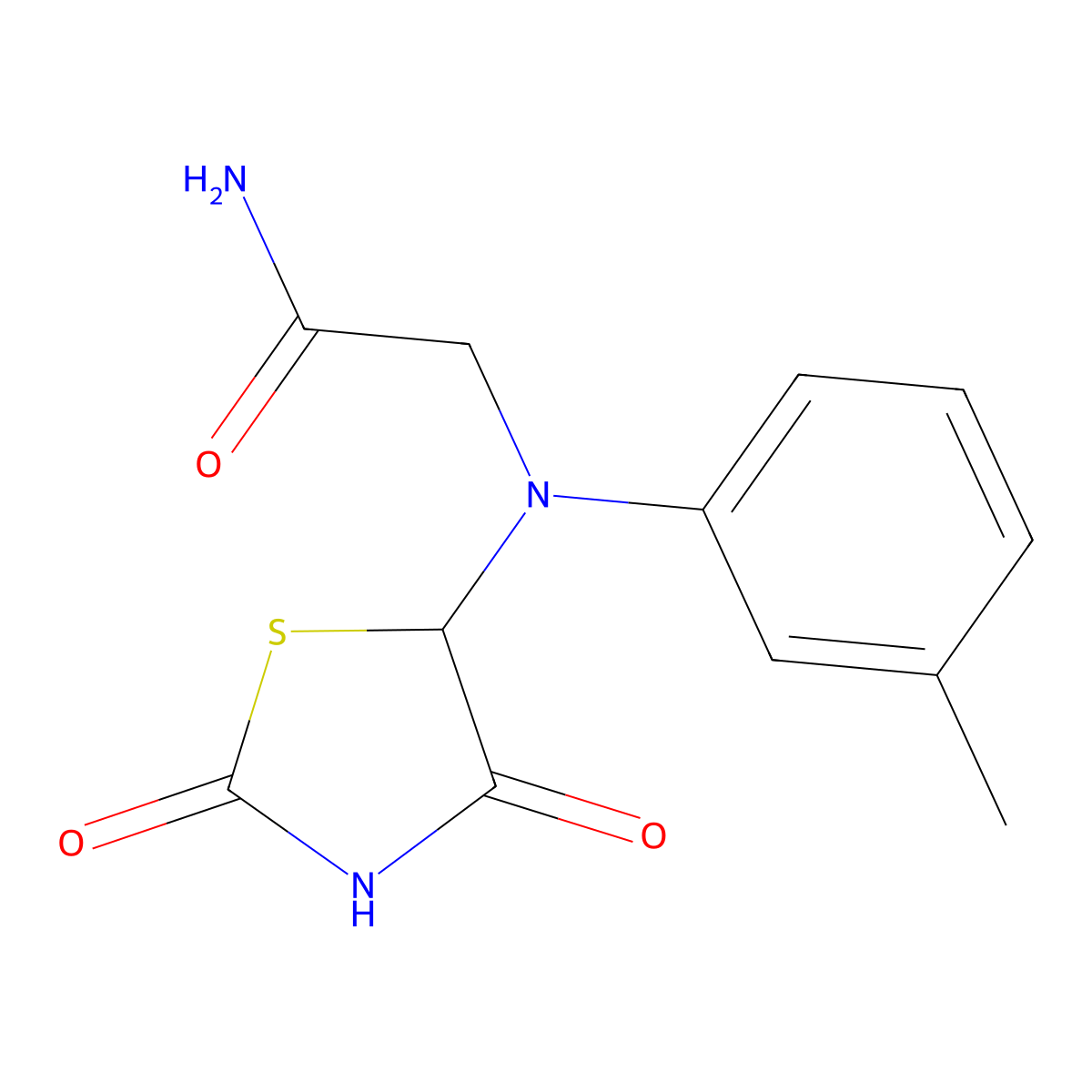 2-[(2,4-Dioxo-thiazolidin-5-yl)-m-tolyl-amino]-acetamide molecular structure, CAS 470691-77-1
