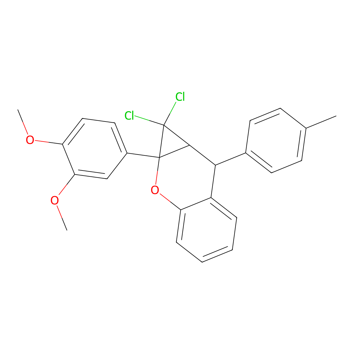 1,1-Dichloro-1a-(3,4-dimethoxyphenyl)-7-(4-methylphenyl)-7,7a-dihydrocyclopropa[b]chromene molecular structure, CAS 470693-82-4