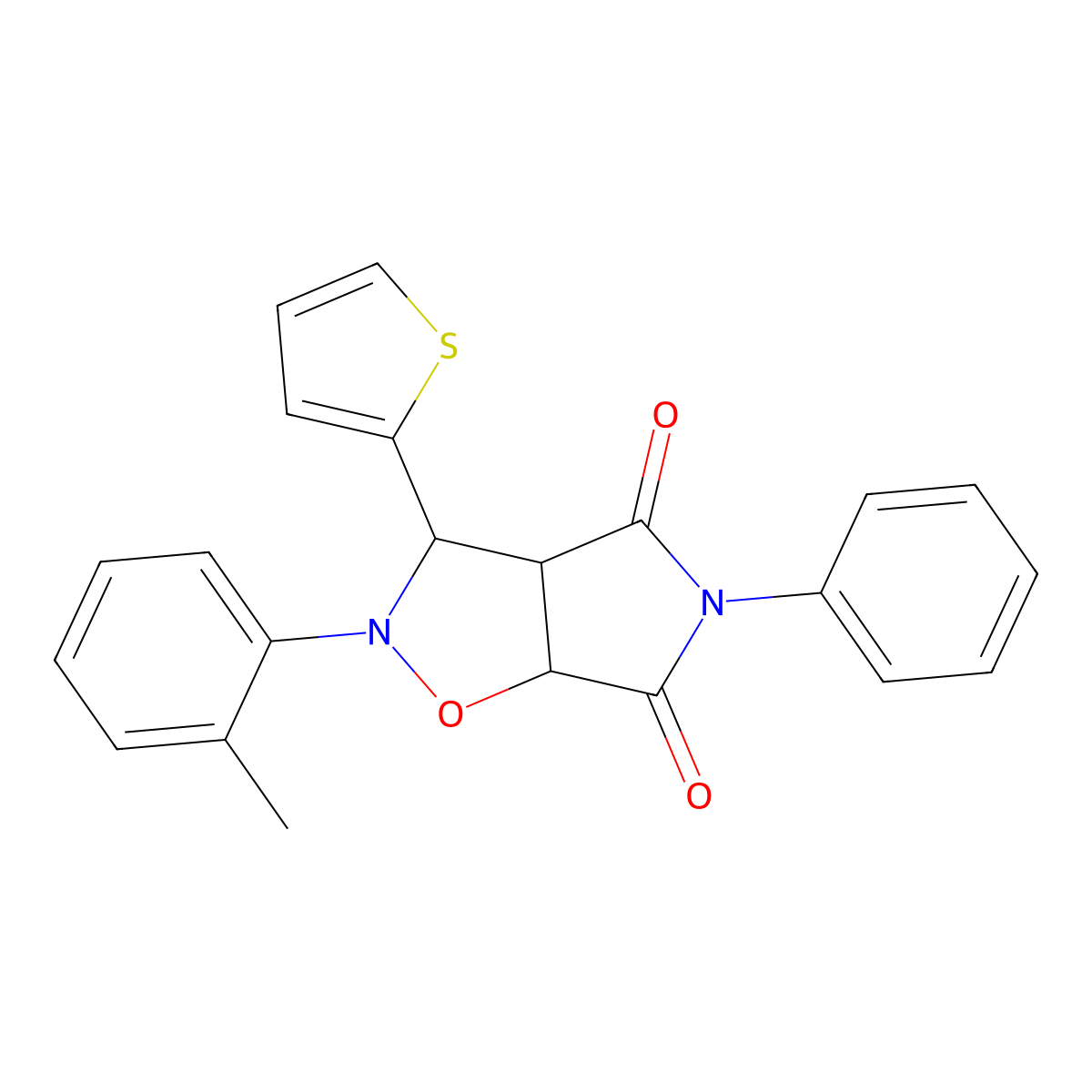 5-Phenyl-3-thiophen-2-yl-2-o-tolyl-tetrahydro-pyrrolo[3,4-d]isoxazole-4,6-dione molecular structure, CAS 470694-86-1