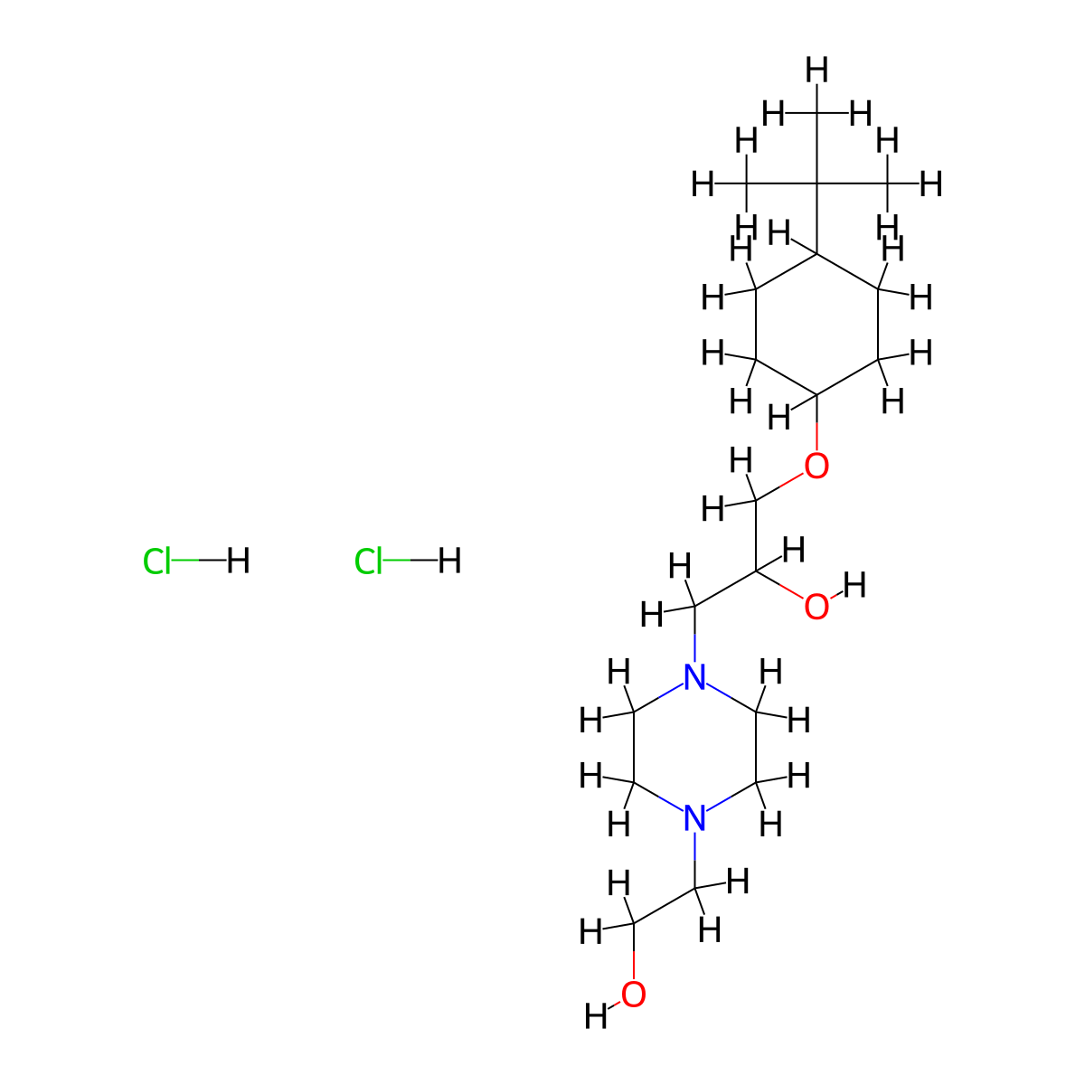 1-((4-(Tert-butyl)cyclohexyl)oxy)-3-(4-(2-hydroxyethyl)piperazin-1-yl)propan-2-ol dihydrochloride molecular structure, CAS 470694-98-5