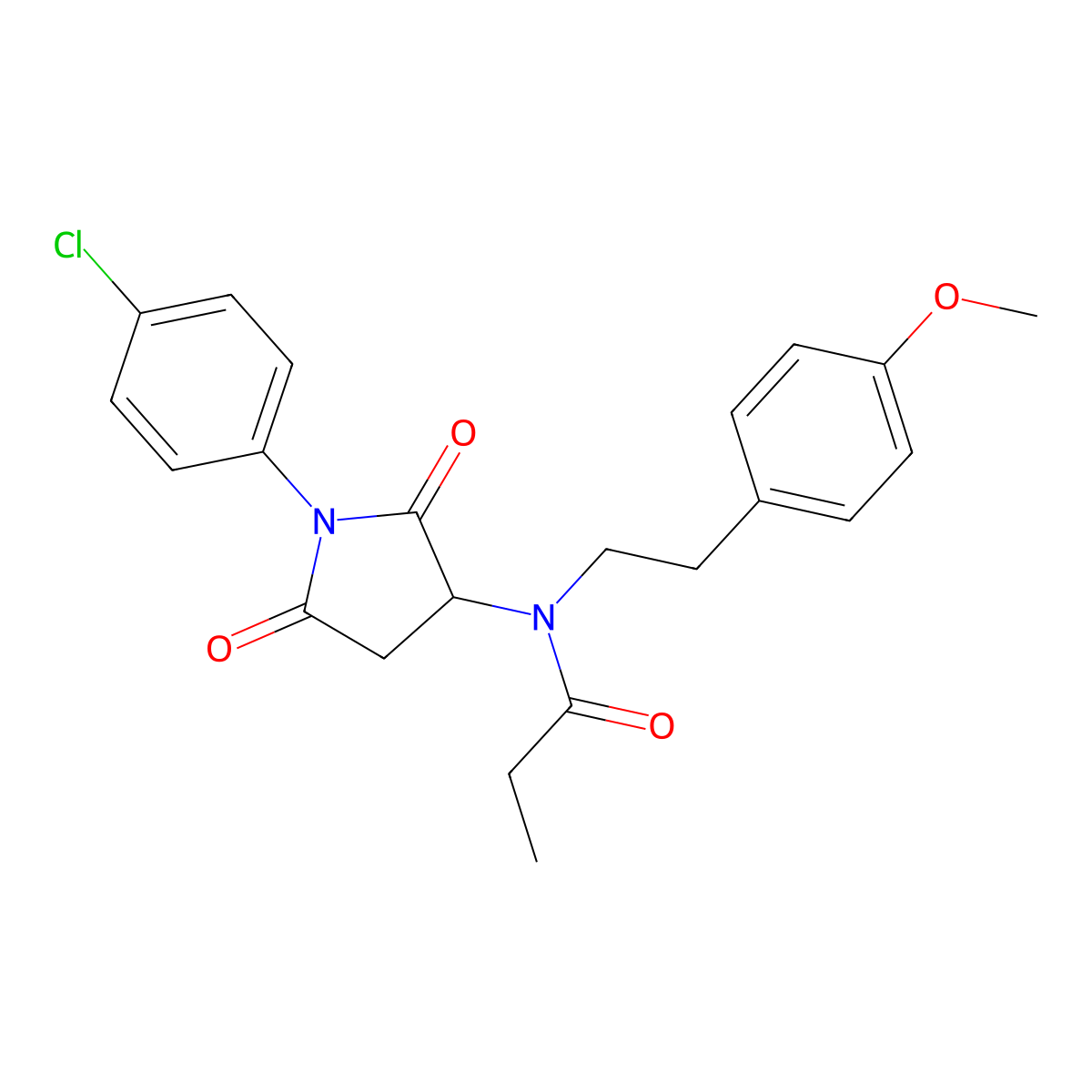 N-[1-(4-chlorophenyl)-2,5-dioxopyrrolidin-3-yl]-N-[2-(4-methoxyphenyl)ethyl]propanamide molecular structure, CAS 470695-13-7