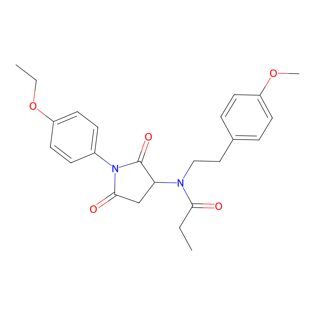 N-[1-(4-ethoxyphenyl)-2,5-dioxopyrrolidin-3-yl]-N-[2-(4-methoxyphenyl)ethyl]propanamide molecular structure, CAS 470695-14-8