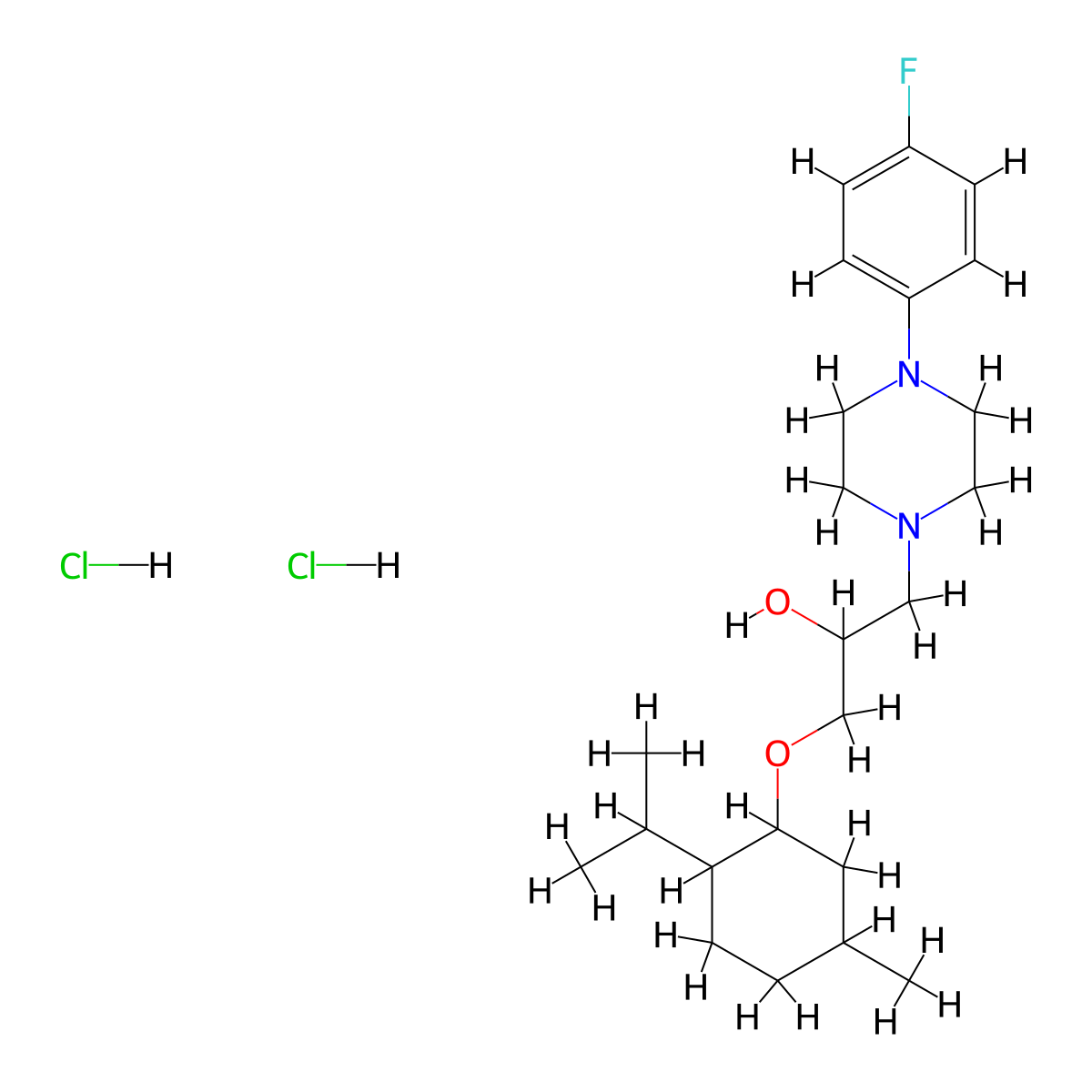 1-(4-(4-Fluorophenyl)piperazin-1-yl)-3-((2-isopropyl-5-methylcyclohexyl)oxy)propan-2-ol dihydrochloride molecular structure, CAS 470695-25-1