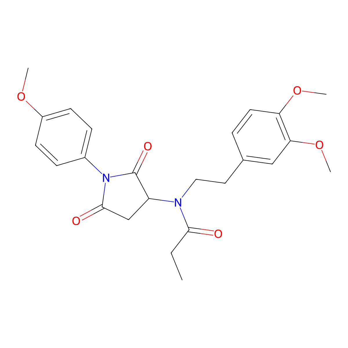N-[2-(3,4-dimethoxyphenyl)ethyl]-N-[1-(4-methoxyphenyl)-2,5-dioxopyrrolidin-3-yl]propanamide molecular structure, CAS 470695-36-4