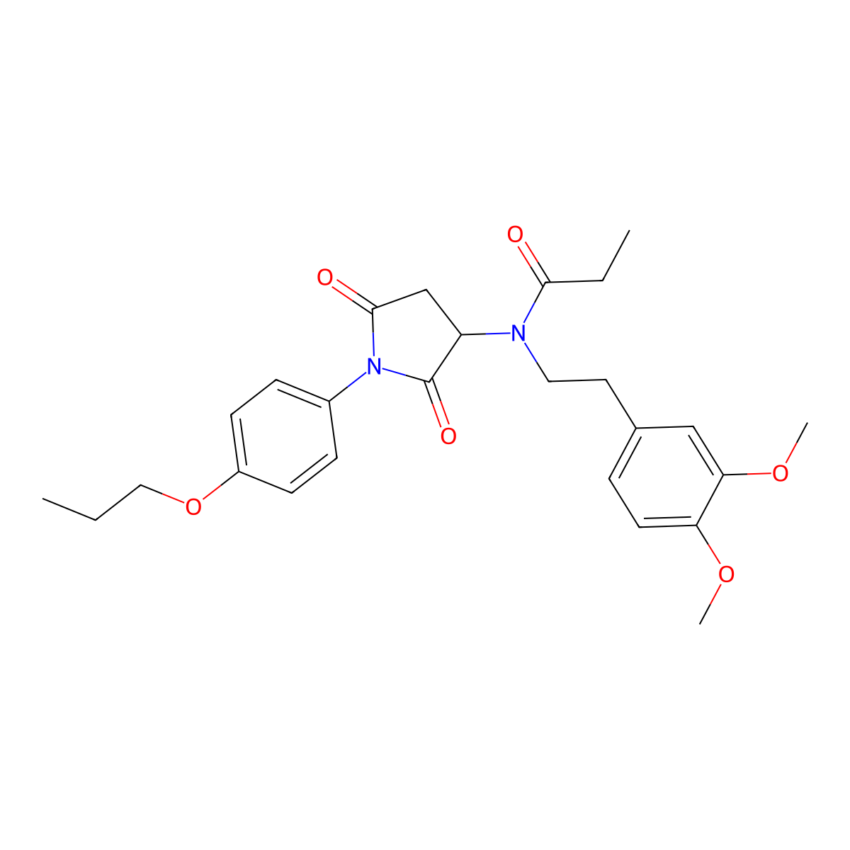 N-[2-(3,4-dimethoxyphenyl)ethyl]-N-[2,5-dioxo-1-(4-propoxyphenyl)pyrrolidin-3-yl]propanamide molecular structure, CAS 470695-58-0