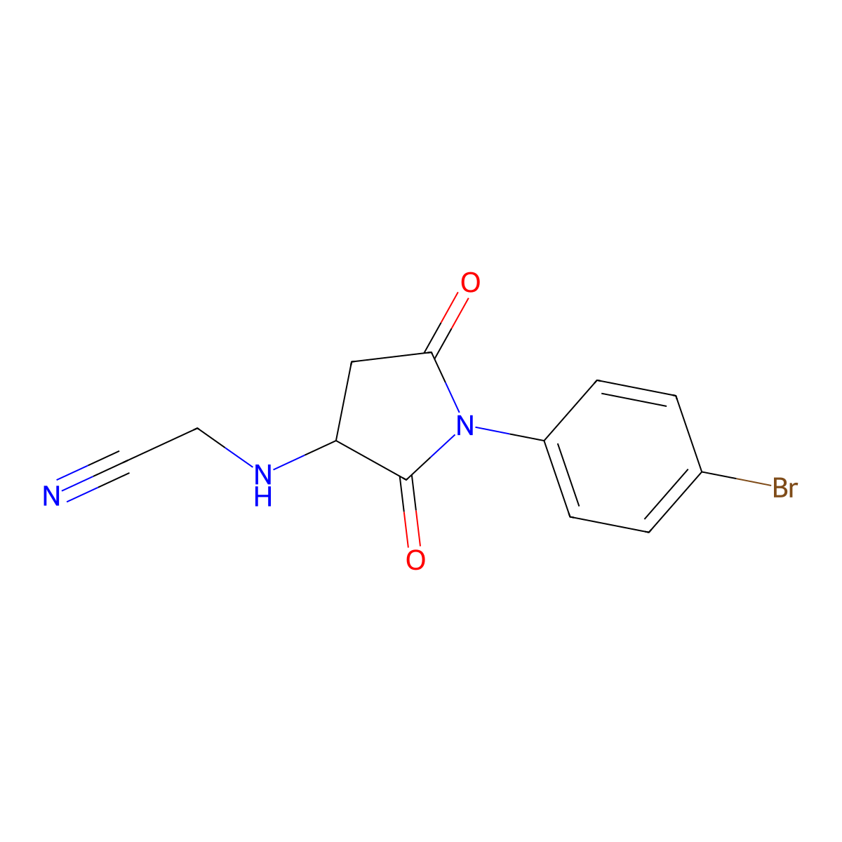 2-[[1-(4-Bromophenyl)-2,5-dioxopyrrolidin-3-yl]amino]acetonitrile molecular structure, CAS 470695-64-8