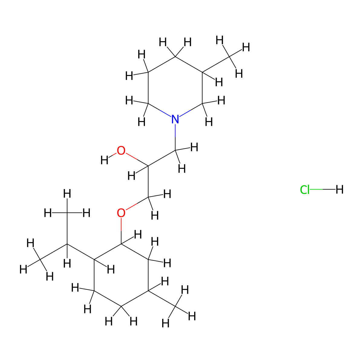 1-((2-Isopropyl-5-methylcyclohexyl)oxy)-3-(3-methylpiperidin-1-yl)propan-2-ol hydrochloride molecular structure, CAS 470695-74-0