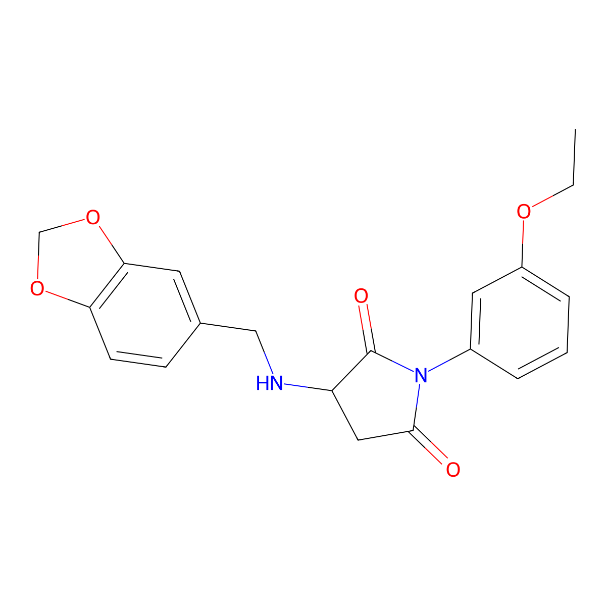3-(1,3-Benzodioxol-5-ylmethylamino)-1-(3-ethoxyphenyl)pyrrolidine-2,5-dione molecular structure, CAS 470695-80-8