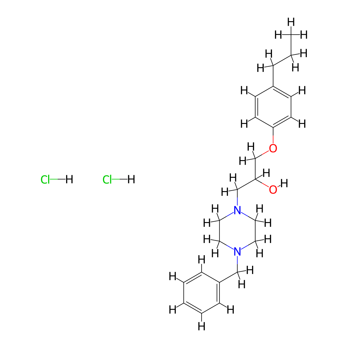 1-(4-benzylpiperazin-1-yl)-3-(4-propylphenoxy)propan-2-ol Dihydrochloride molecular structure, CAS 470695-82-0