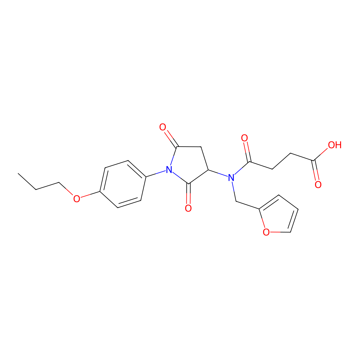 4-{[2,5-Dioxo-1-(4-propoxyphenyl)pyrrolidin-3-yl](furan-2-ylmethyl)amino}-4-oxobutanoic acid molecular structure, CAS 470695-83-1
