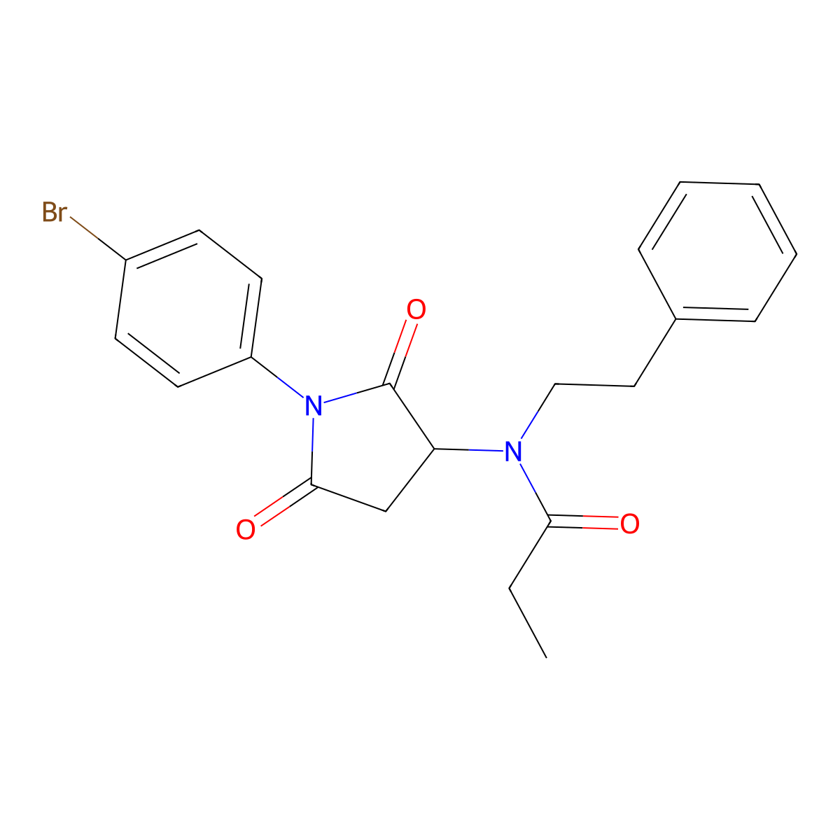 N-[1-(4-bromophenyl)-2,5-dioxopyrrolidin-3-yl]-N-(2-phenylethyl)propanamide molecular structure, CAS 470695-94-4