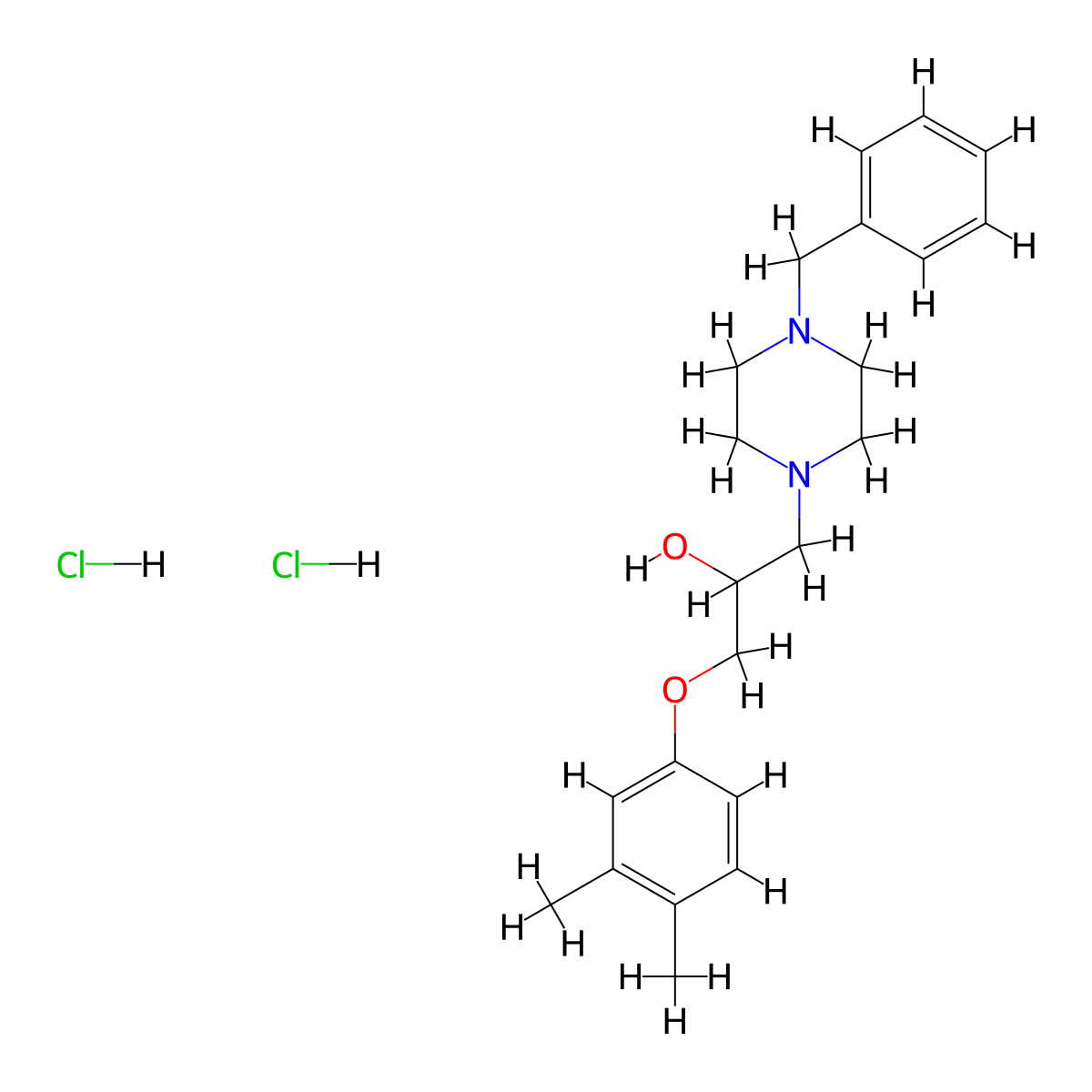 1-(4-benzylpiperazin-1-yl)-3-(3,4-dimethylphenoxy)propan-2-ol Dihydrochloride molecular structure, CAS 470695-98-8