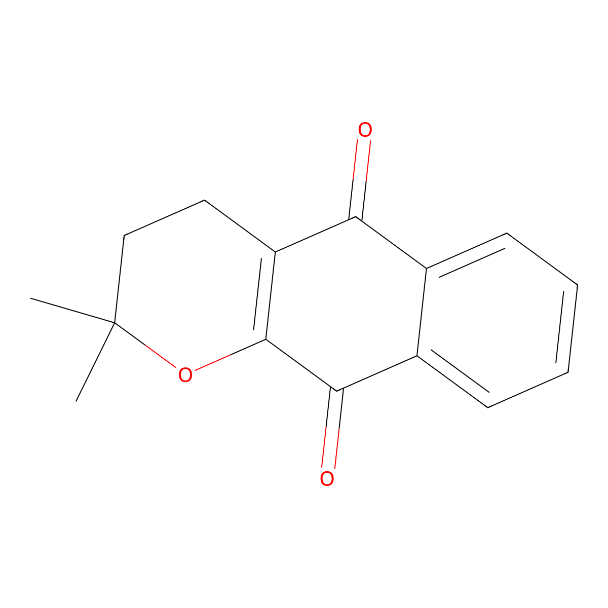 3,4-Dihydro-2,2-dimethyl-2H-naphtho(2,3-b)pyran-5,10-dione molecular structure, CAS 4707-33-9