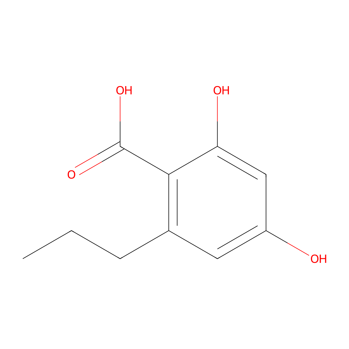 2,4-Dihydroxy-6-propylbenzoic acid molecular structure, CAS 4707-50-0