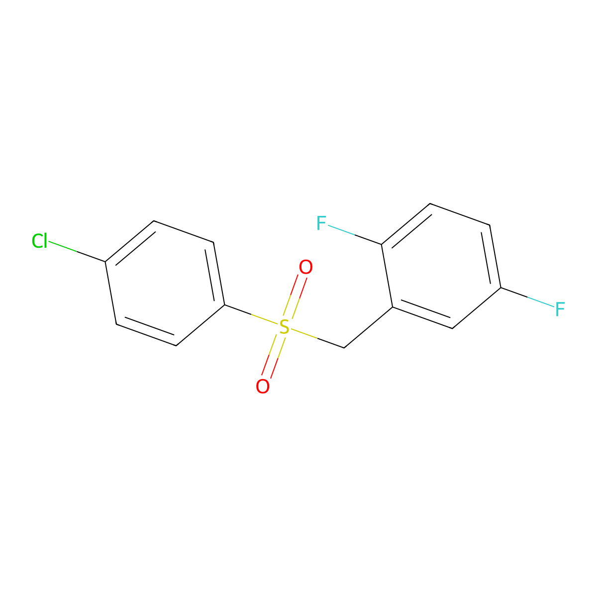 2-(((4-Chlorophenyl)sulfonyl)methyl)-1,4-difluorobenzene molecular structure, CAS 470716-51-9