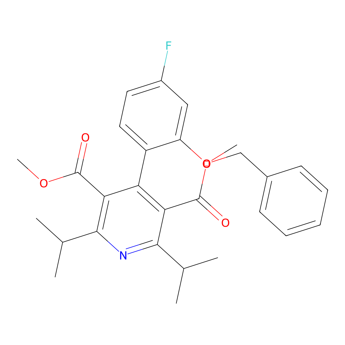 Dimethyl 4-(2-(benzyloxy)-4-fluorophenyl)-2,6-diisopropylpyridine-3,5-dicarboxylate molecular structure, CAS 470717-47-6