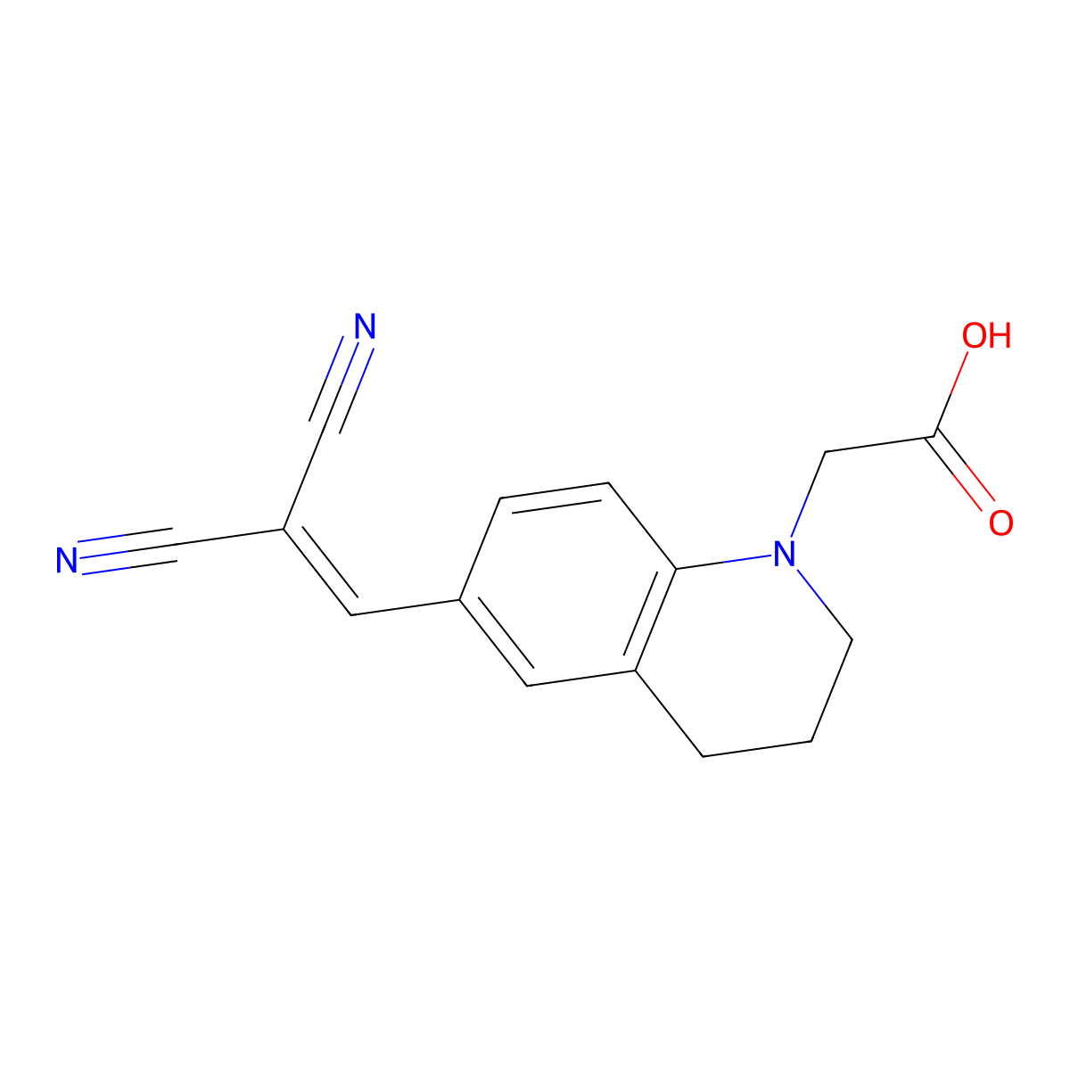 N-Carboxymethyl-6-(2,2-dicyanovinyl)-1,2,3,4-tetrahydroquinoline molecular structure, CAS 47072-52-6