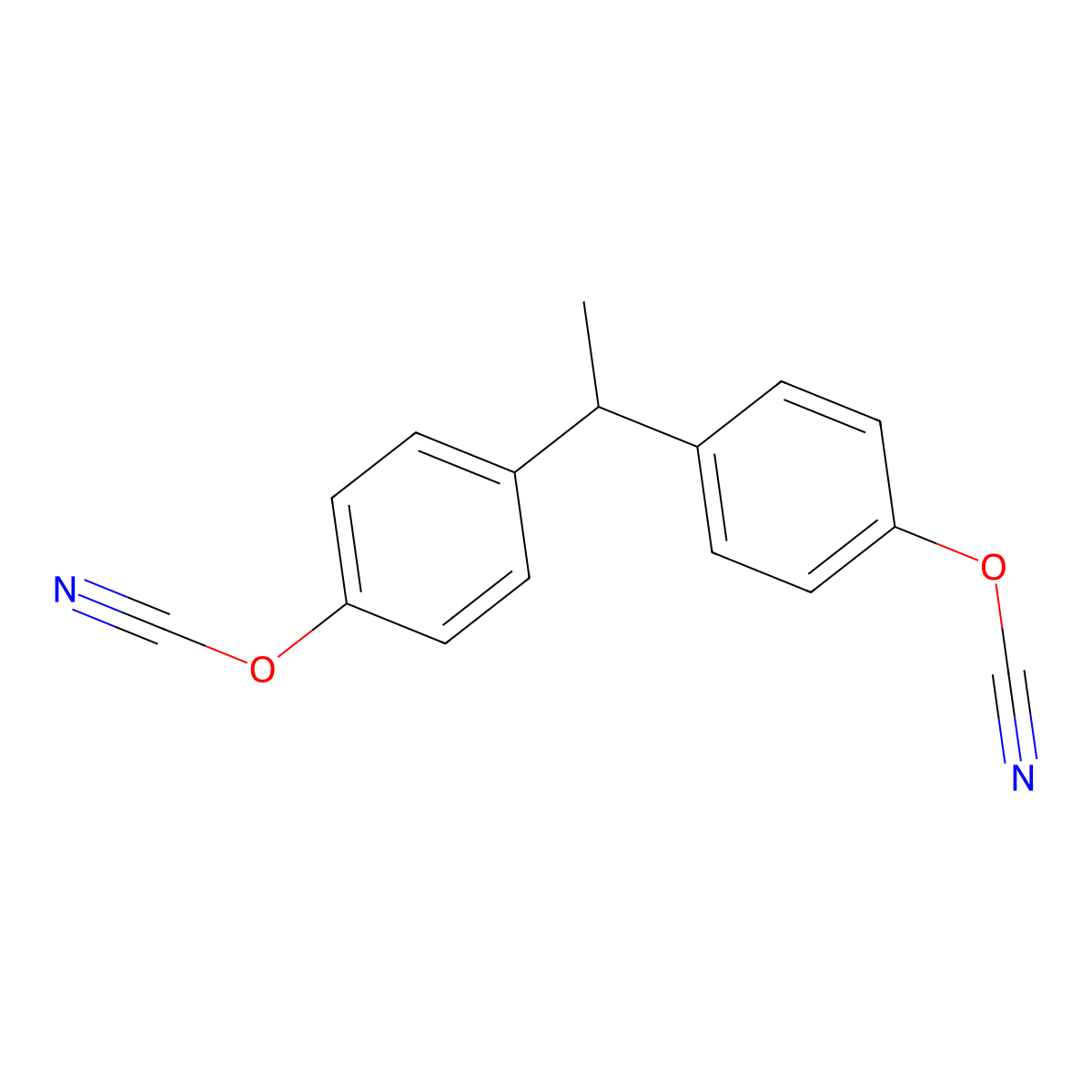 4,4'-Ethylidenediphenyl dicyanate molecular structure, CAS 47073-92-7